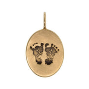 HEATHER B MOORE  14K Yellow Gold Baby's Footprints Oval Charm