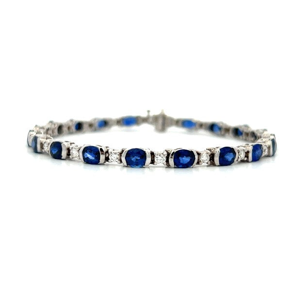 18K White Gold Sapphire and Diamond Tennis Bracelet