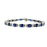 18K White Gold Sapphire and Diamond Tennis Bracelet