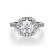 MICHAEL M 18K White Gold Monaco Diamond Halo with Sidestones Engagement Ring