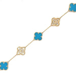 Load image into Gallery viewer, 14K Yellow Gold and Agate Clover Bracelet
