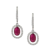 14K White Gold Ruby and Diamond Drop Earrings