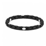 Load image into Gallery viewer, DEMEGLIO Men's Anaconda Black Ceramic and 18K White Gold Element Stretchable Bracelet