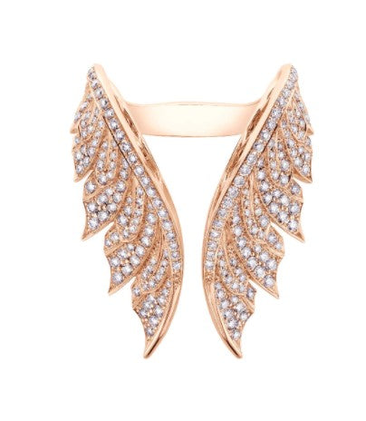 Magnipheasant Pave Open Feather Ring