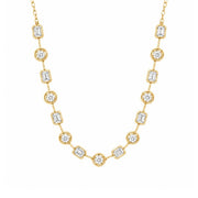 18K Yellow Gold Alternating Mixed Diamond Necklace