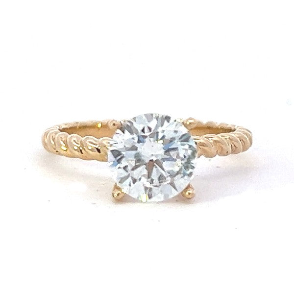 14K Yellow Gold Solitaire Engagement Ring with Rope Band