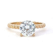 14K Yellow Gold Solitaire Engagement Ring with Rope Band