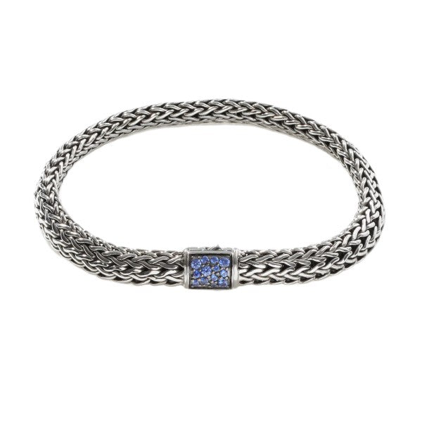 JOHN HARDY Icon Bracelet, Sterling Silver, Reversible Blue Sapphire and Black Sapphire Gemstones, 6.5mm