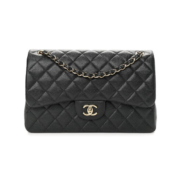 Pre-Owned CHANEL Black Caviar Leather Jumbo Shoulder Bag