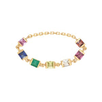 Load image into Gallery viewer, 14K Yellow Gold 7-Stone Rainbow Chain Ring
