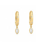 Load image into Gallery viewer, 14K Yellow Gold Marquise Diamond Dangle Huggie Earrings