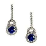 Load image into Gallery viewer, Sapphire and Diamond Halo Earrings
