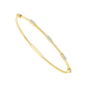 14K Yellow Gold Flexible Diamond Station Bangle