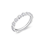 MEMOIRE 18K White Gold Precious Prong Diamond Wedding or Anniversary Band