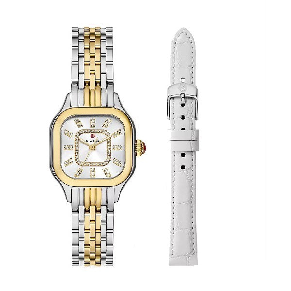 MICHELE Meggie Two-Tone 18K Gold-Plated Diamond Dial Watch Gift Set