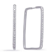 18K White Gold Diamond Hoops