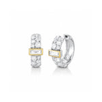 Load image into Gallery viewer, SLOANE STREET Sterling Silver and 18K Yellow Gold White Topaz Huggie Earrings