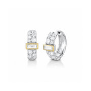 SLOANE STREET Sterling Silver and 18K Yellow Gold White Topaz Huggie Earrings