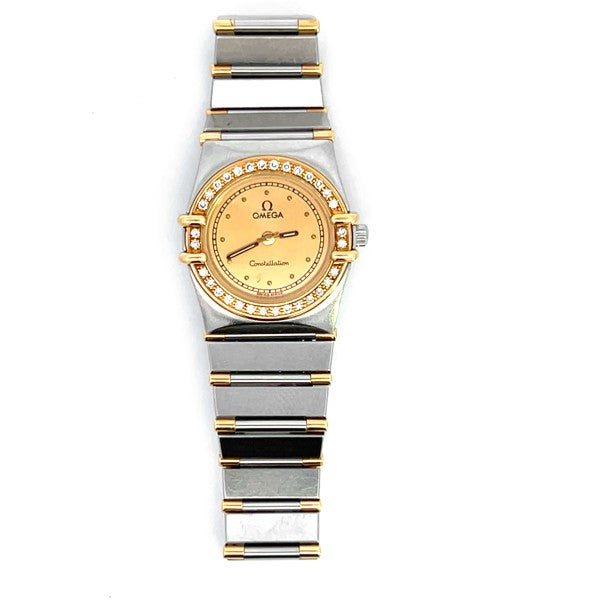 Pre-Owned Omega Constellation Half Bar 18K Gold Diamonds Steel 23mm Quartz Ladies' Watch