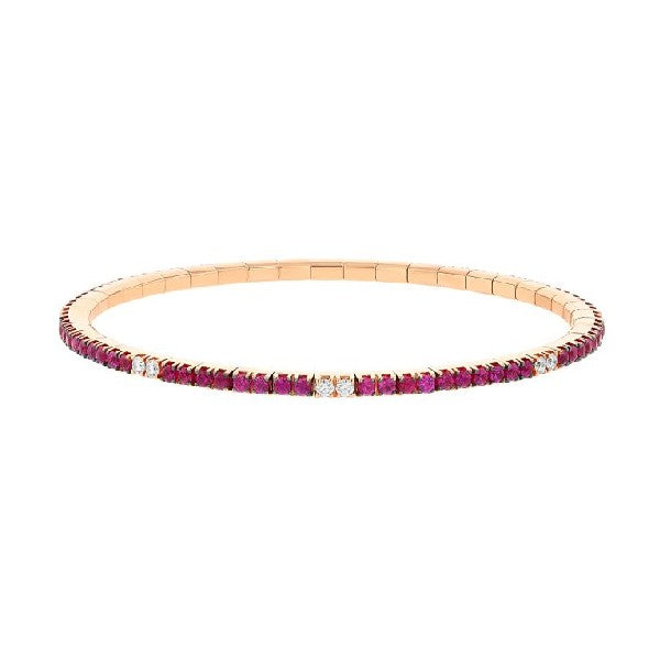 EXTENSIBLE 18K Rose Gold Ruby and Diamond Stretch Bracelet