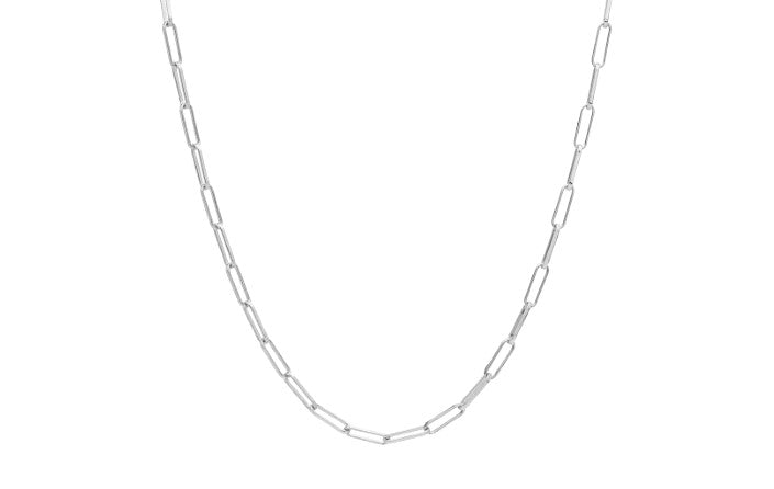 Elongated Box Chain Necklace Silver