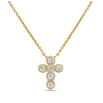 Load image into Gallery viewer, 14K Yellow Gold Diamond Cross Necklace
