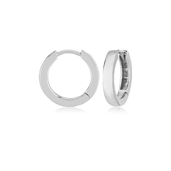 14K White Gold Huggie Hoop Earring