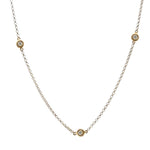 Load image into Gallery viewer, 18K White Gold Diamond Station Necklace with Yellow Bezels
