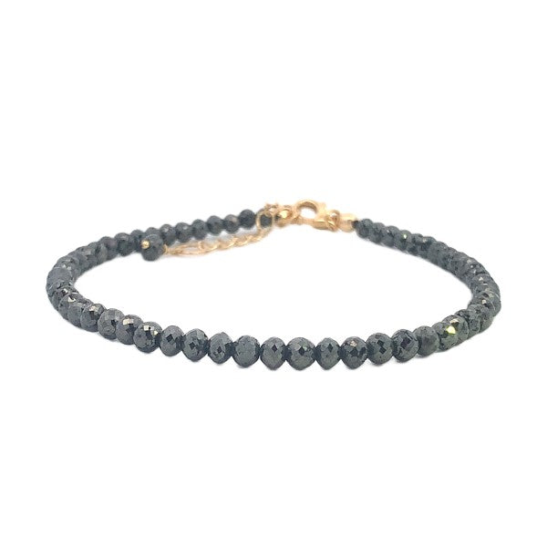 18K Yellow Gold Black Diamond Beaded Bracelet