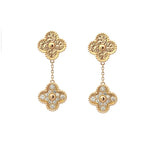 Load image into Gallery viewer, 14K Yellow Gold Diamond Drop Clover Earrings
