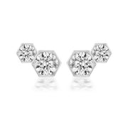 18K White Gold Diamond Hexagon Earrings