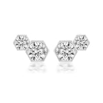 Load image into Gallery viewer, 18K White Gold Diamond Hexagon Earrings