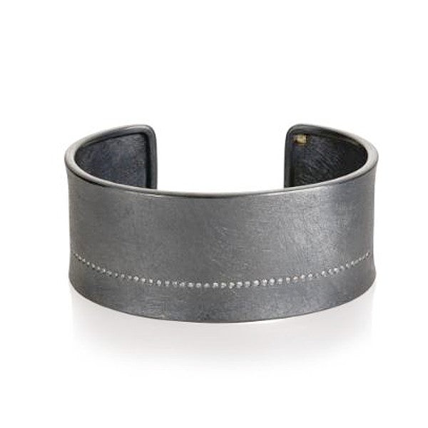 Oxidized Silver and Diamond Cuff Bracelet
