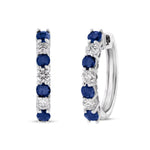 Load image into Gallery viewer, Sapphire and Diamond Small Hoop Earrings