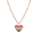 Load image into Gallery viewer, 14K Rose Gold Rainbow Sapphire Heart Pendant Necklace