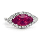 Load image into Gallery viewer, 14K White Gold Marquise Rhodolite Garnet and Diamond Halo Ring