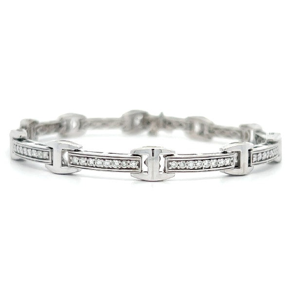 ESTATE 14K White Gold Diamond Link Bracelet