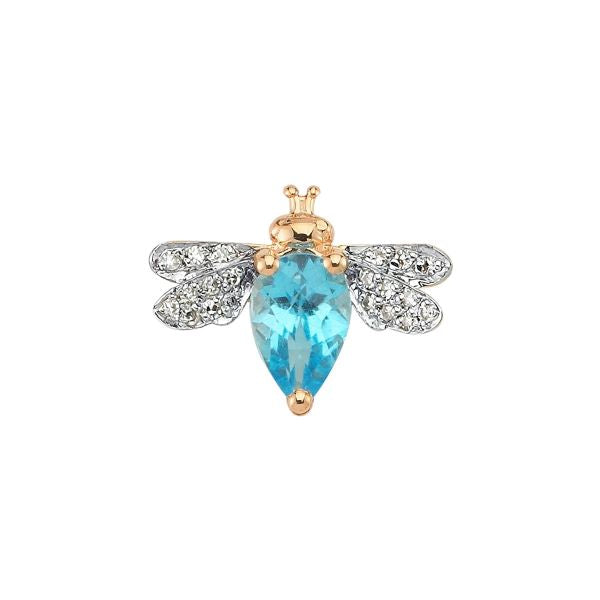 Honey Bee Blue Topaz and Diamond Earring - Single