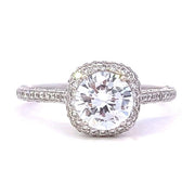 BEVERLY K 18K White Gold Pave Diamond Halo Engagement Ring