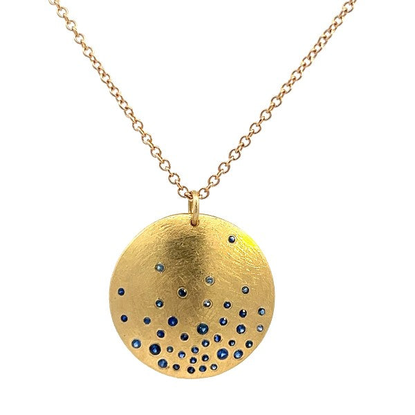 TODD REED 18K Yellow Gold Disc Necklace With Blue Sapphires