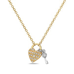 Load image into Gallery viewer, 14K White and Yellow Gold Diamond Lock and Key Necklace