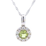 Load image into Gallery viewer, Peridot and Diamond Halo Necklace
