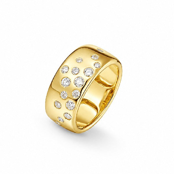 MEMOIRE 18K Yellow Gold Luna Scattered Diamond Gypsy Band