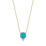 Load image into Gallery viewer, SLOANE STREET 18k Yellow Gold Cushion Turquoise Pendant Necklace