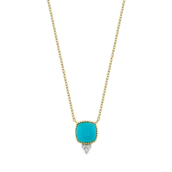 SLOANE STREET 18k Yellow Gold Cushion Turquoise Pendant Necklace