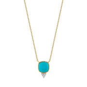 SLOANE STREET 18k Yellow Gold Cushion Turquoise Pendant Necklace