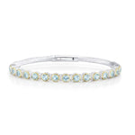 Load image into Gallery viewer, SLOANE STREET Sterling Silver and 18K Yellow Gold Sky Blue Topaz Bezel Bangle Bracelet