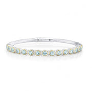 SLOANE STREET Sterling Silver and 18K Yellow Gold Sky Blue Topaz Bezel Bangle Bracelet