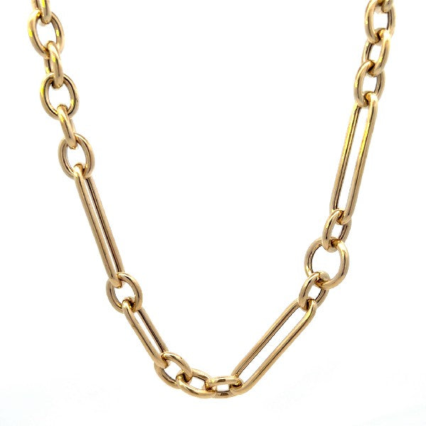 14K Yellow Gold Alternating Paperclip and Round Link Chain Necklace