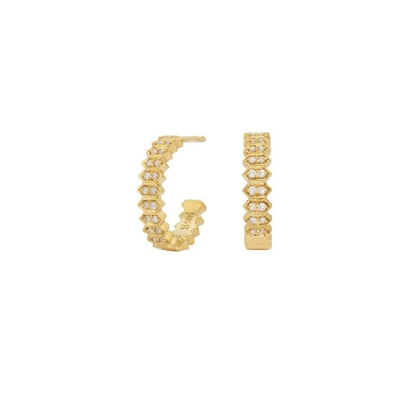 SETHI COUTURE 18K Yellow Gold Abacus White Diamond Hoops